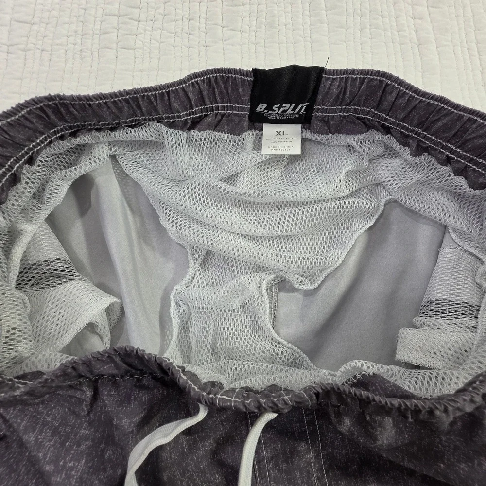 Banana Split Mens XL Board Shorts Grey Heather Cargo Swim Trunks‎ Mesh Lining